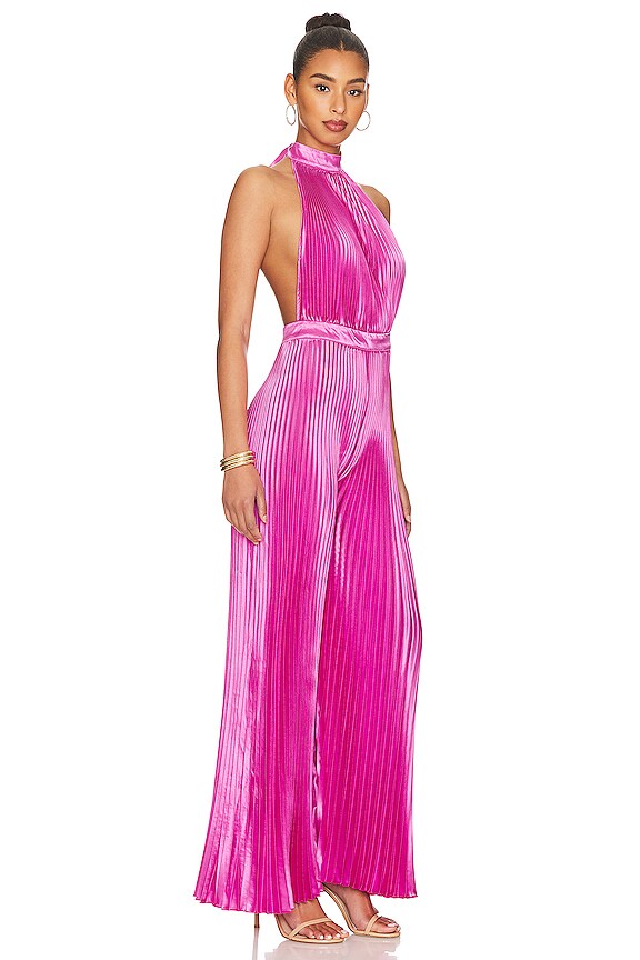 view 2 of 5 Low Back Cinema Jumpsuit in Flamingo