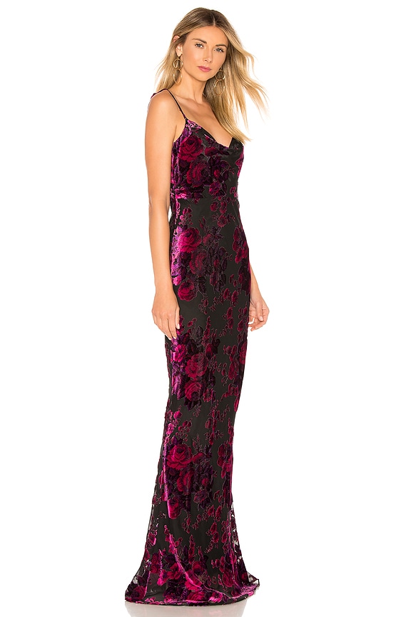 view 2 of 3 Midori Gown in Fuchsia & Black