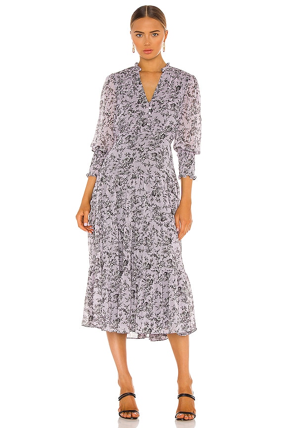 view 1 of 3 ROBE MI-LONGUE HURLEY in Violet Black Multi