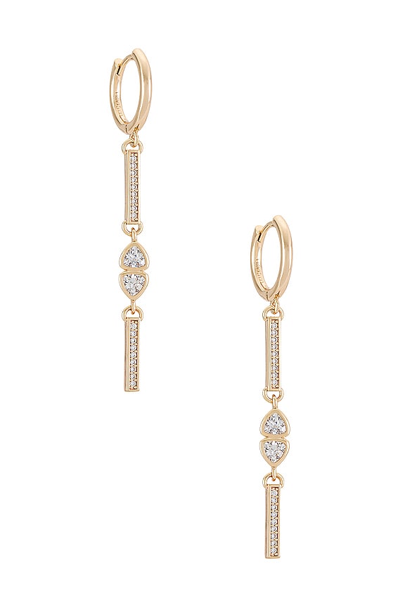view 1 of 2 Veda Drop Earrings in Yellow Gold in Rainbow Moonstone