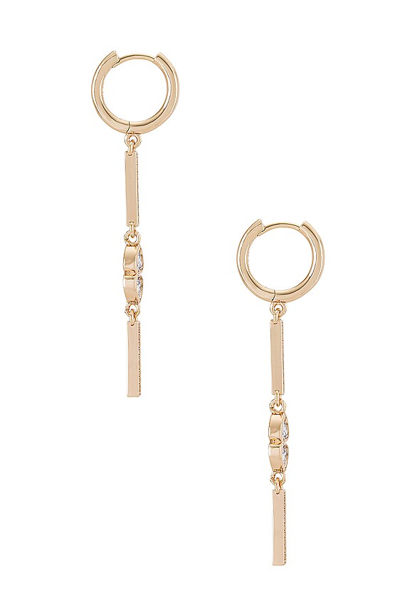 view 2 of 2 Veda Drop Earrings in Yellow Gold in Rainbow Moonstone