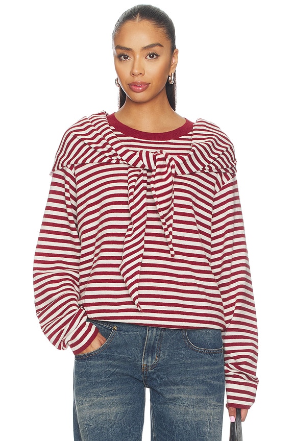 view 1 of 6 PULL OLSEN KNIT in Wine Stripe