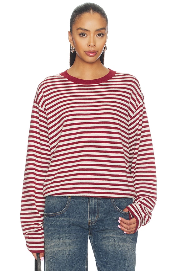 view 2 of 6 PULL OLSEN KNIT in Wine Stripe