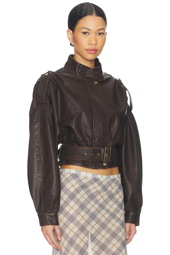 view 2 of 4 GIGI LEATHER ジャケット in Chocolate