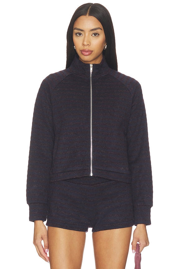 view 1 of 6 Bloom Knit Jacket in Forest Stripe