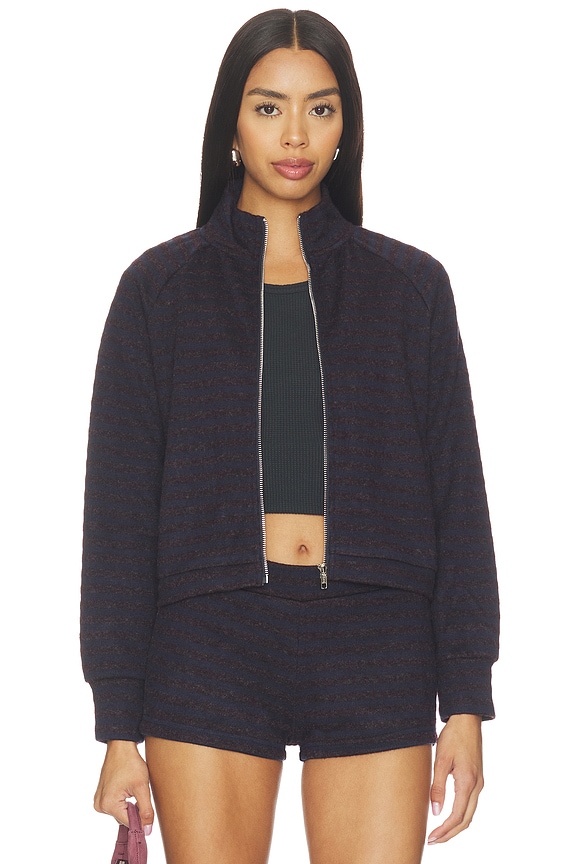 view 2 of 6 Bloom Knit Jacket in Forest Stripe