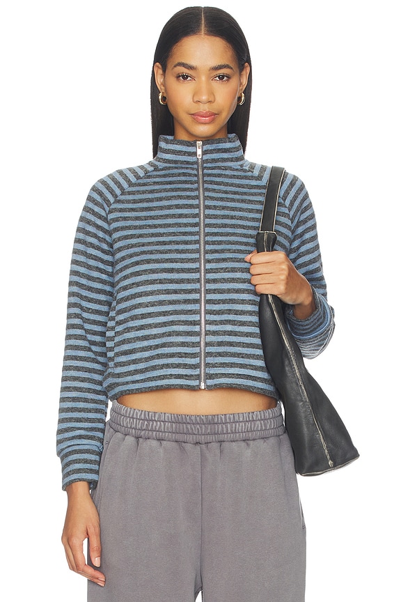 view 1 of 5 BLOUSON BLOOM KNIT in Grey Blue Stripe