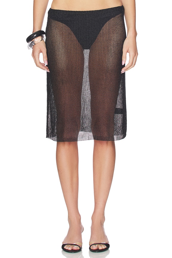 view 1 of 6 Luminous Midi Skirt in Obsidian