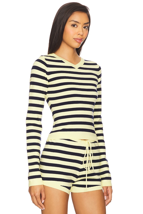view 2 of 4 Barbie Long Sleeve Top in Navy Stripe