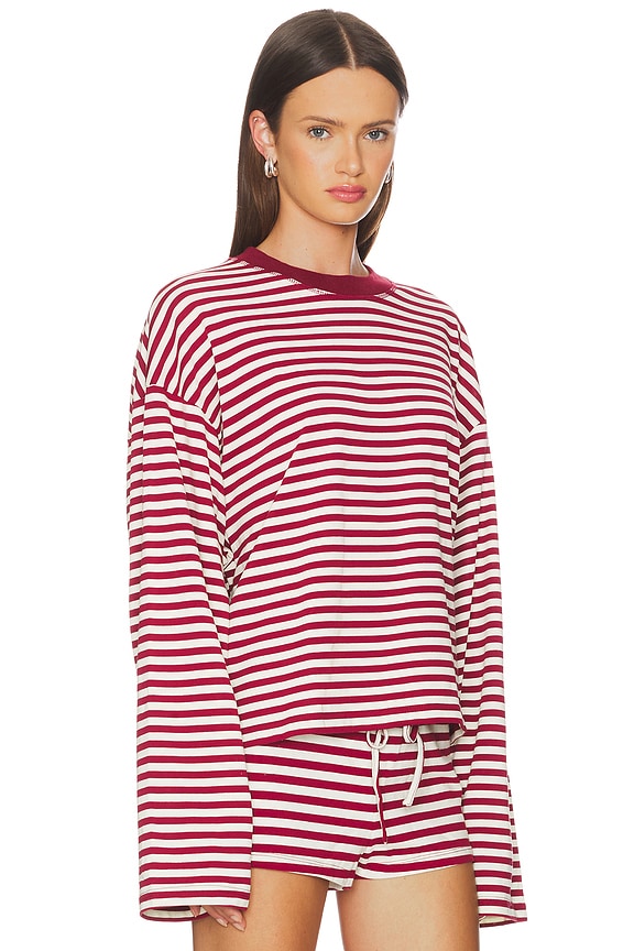 view 2 of 5 ТОП BLOOM LONG SLEEVE in Wine Stripe