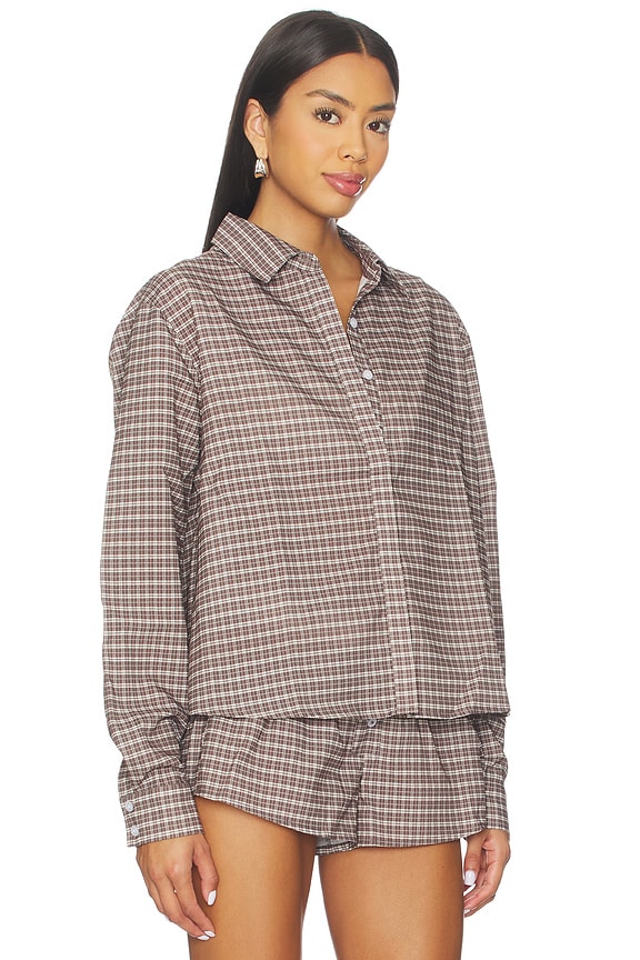 view 2 of 5 РУБАШКА С ЗАСТЁЖКОЙ НА ПУГОВИЦАХ NIRVANA in Dark Chocolate Check