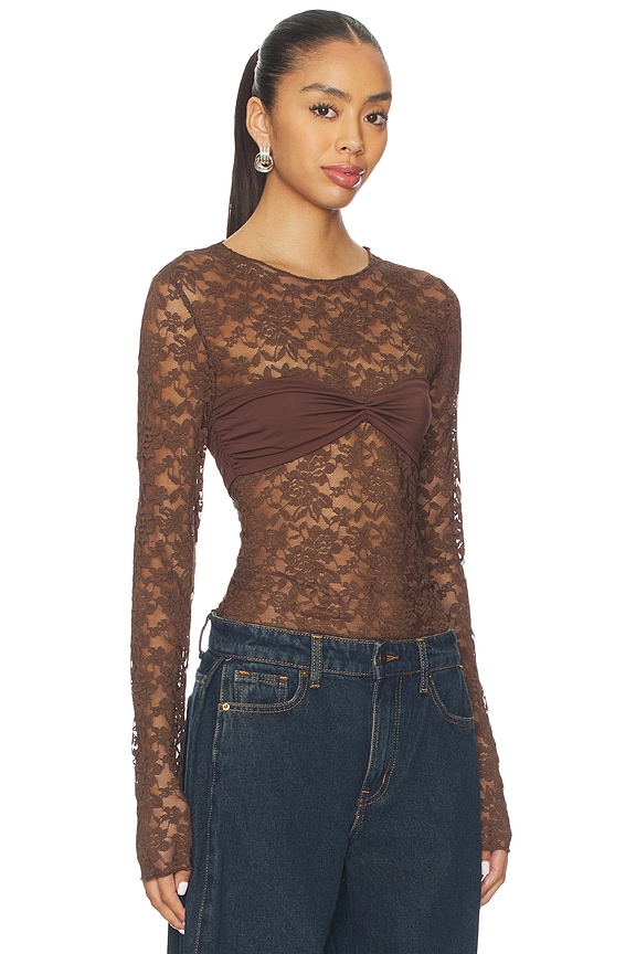 view 2 of 5 Midnight Lace Long Sleeve Top in Shaved Chocolate
