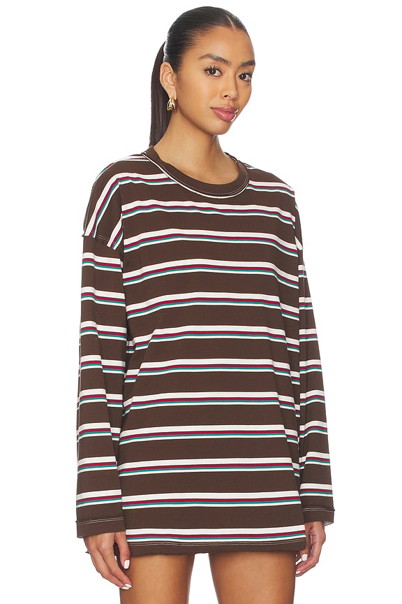 view 2 of 4 Horizon Long Sleeve Top in Dark Chocolate Stripe