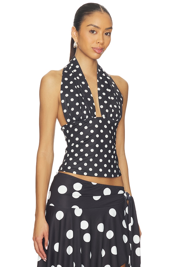 view 2 of 4 Safari Halter Top in Noir Polka