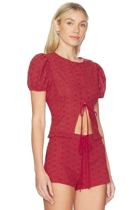 view 2 of 5 Bardot Top in Cherry