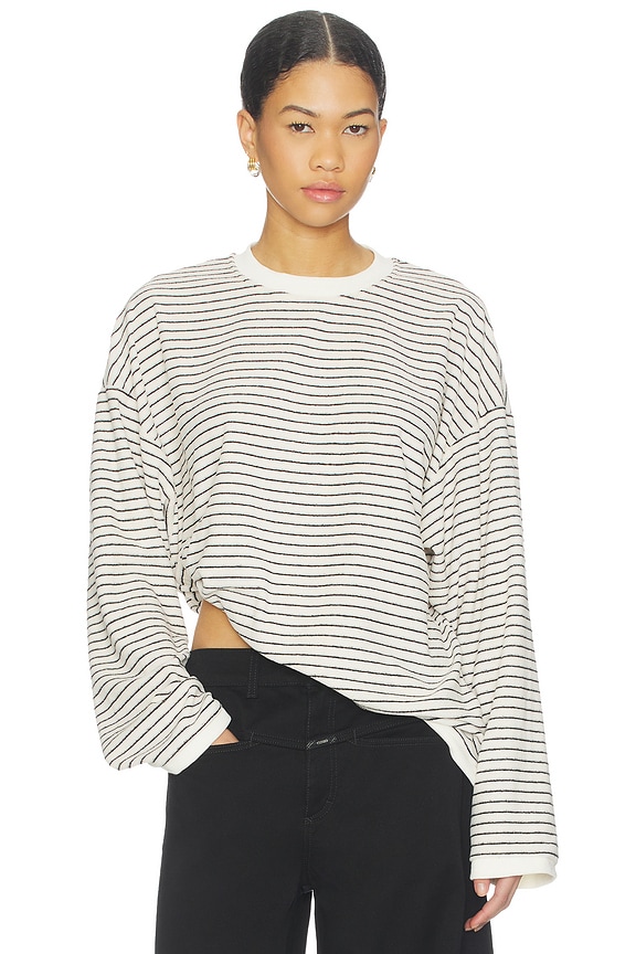 view 1 of 6 Cheri Long Sleeve Top in Cream Noir Stripe