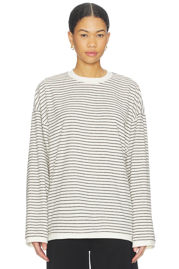 view 2 of 6 Cheri Long Sleeve Top in Cream Noir Stripe