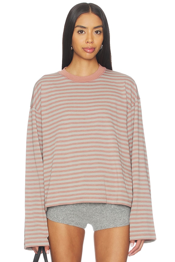 view 1 of 4 Bloom Long Sleeve Top in Muted Pastels Stripe