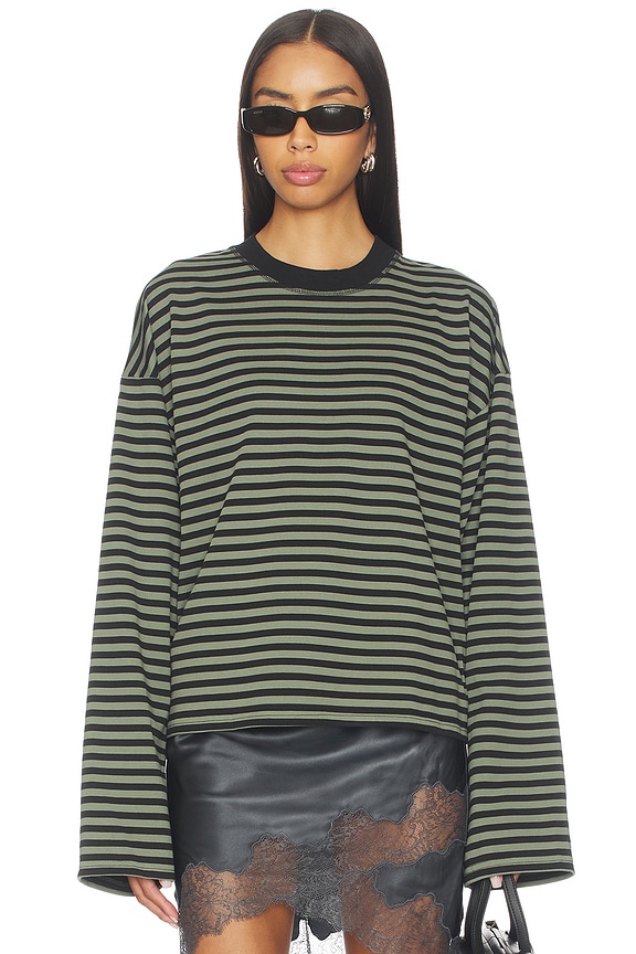 view 1 of 4 Bloom Long Sleeve Top in Forest Stripe