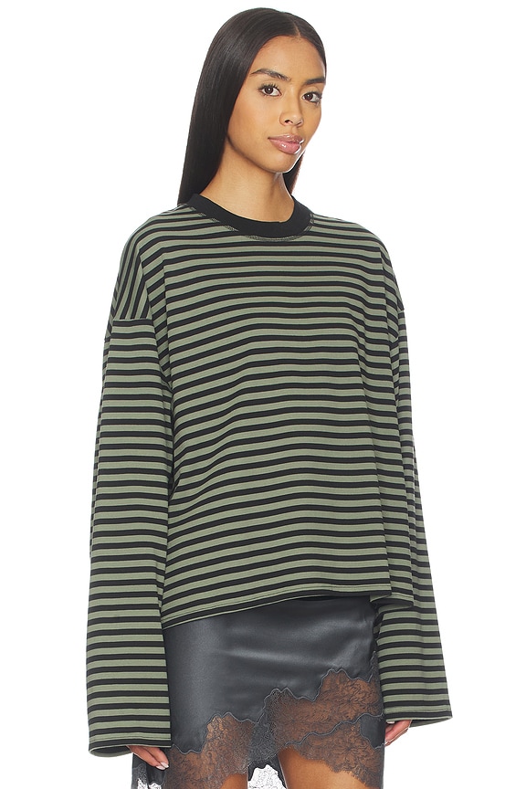 view 2 of 4 Bloom Long Sleeve Top in Forest Stripe