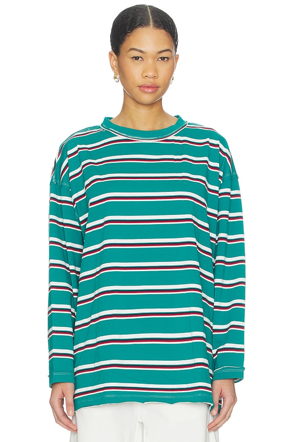 view 2 of 5 Horizon Long Sleeve Top in Forest Stripe