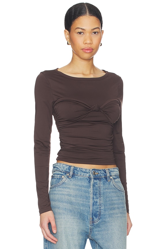 view 2 of 4 Midnight Long Sleeve Top in Chocolate