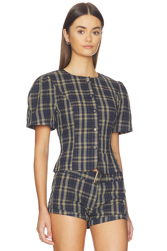 view 2 of 4 Femme Blouse in Navy Lemon Plaid