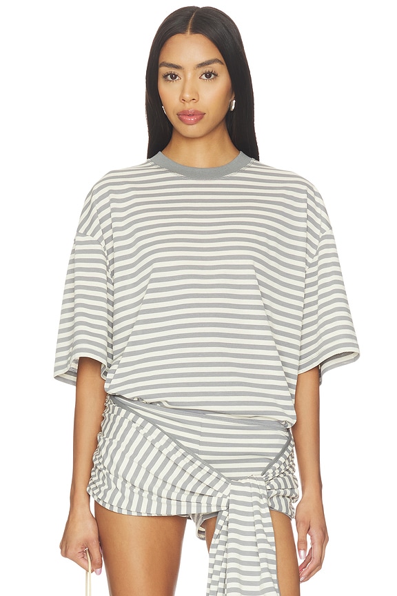 view 1 of 5 Bloom Short Sleeve Tee in Ash Stripe