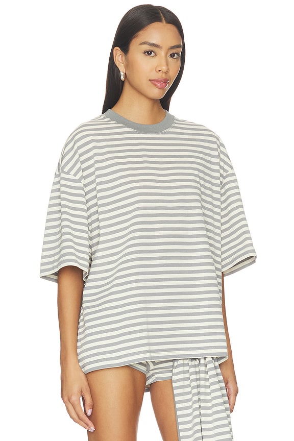 view 2 of 5 Bloom Short Sleeve Tee in Ash Stripe