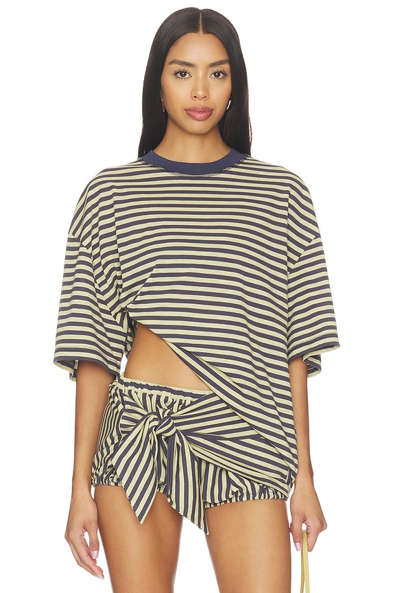 view 1 of 5 Bloom Short Sleeve Tee in Beige Stripe