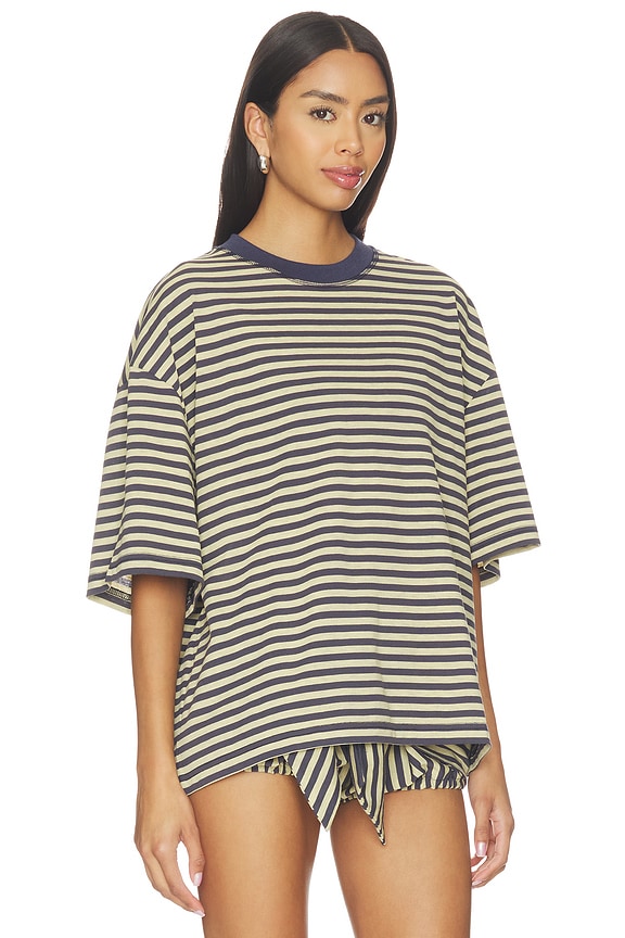 view 2 of 5 Bloom Short Sleeve Tee in Beige Stripe