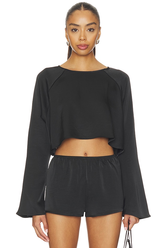 view 1 of 4 Gloss Long Sleeve Top in Noir