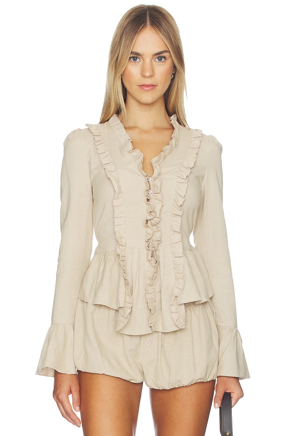 view 1 of 4 Odette Long Sleeve Top in Beige