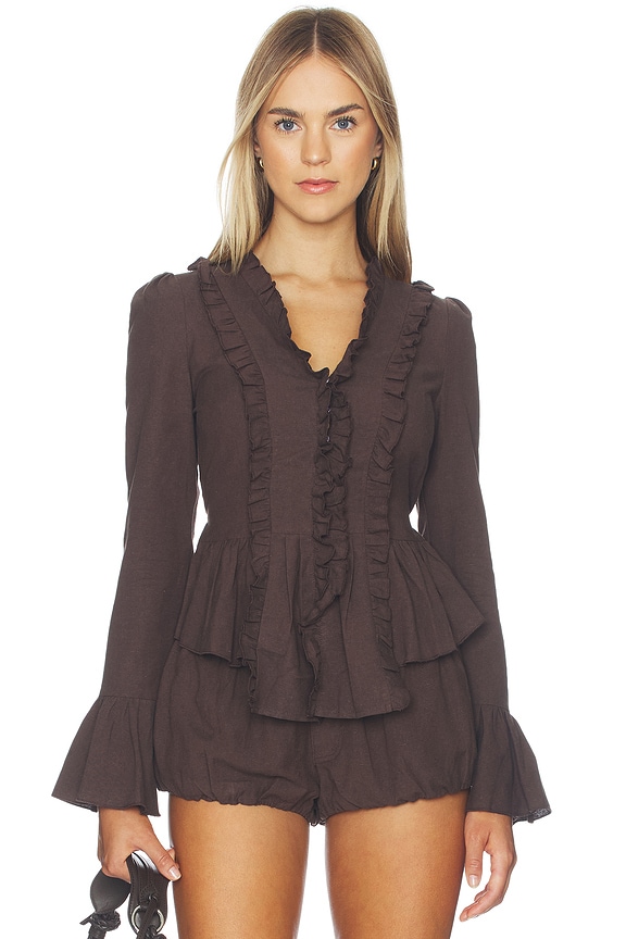 view 1 of 4 Odette Long Sleeve Top in Brown
