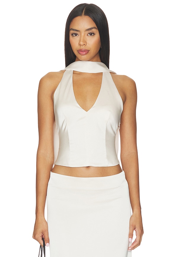view 1 of 5 Front Row Halter Top in Cream