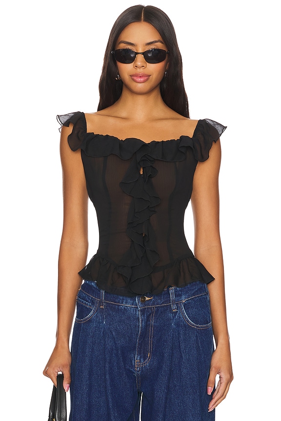 view 2 of 5 Timeless Ruffle Top in Onyx