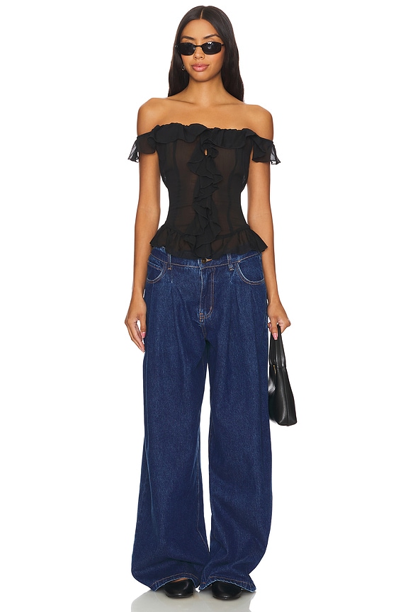 tomoworks REVOLVE MONROW Flat Rib Asymmetrical Top in Black | REVOLVE