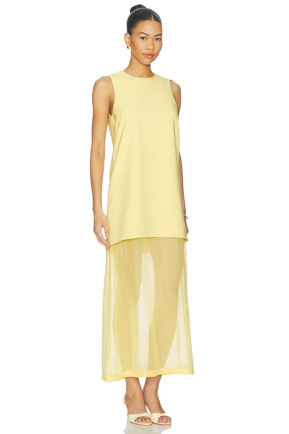 view 2 of 3 Crepe & Silk Chiffon Dress in Pale Yellow