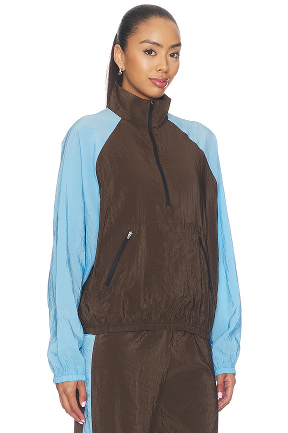 view 2 of 4 Half Zip Windbreaker in Chocolate & Cerulean
