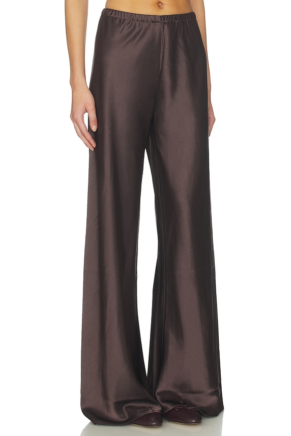 view 2 of 6 Double Faced Satin Colby Pant in Chocolate