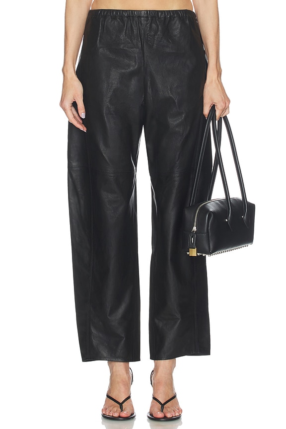 view 1 of 6 Leather Barrel Leg Colby in Black