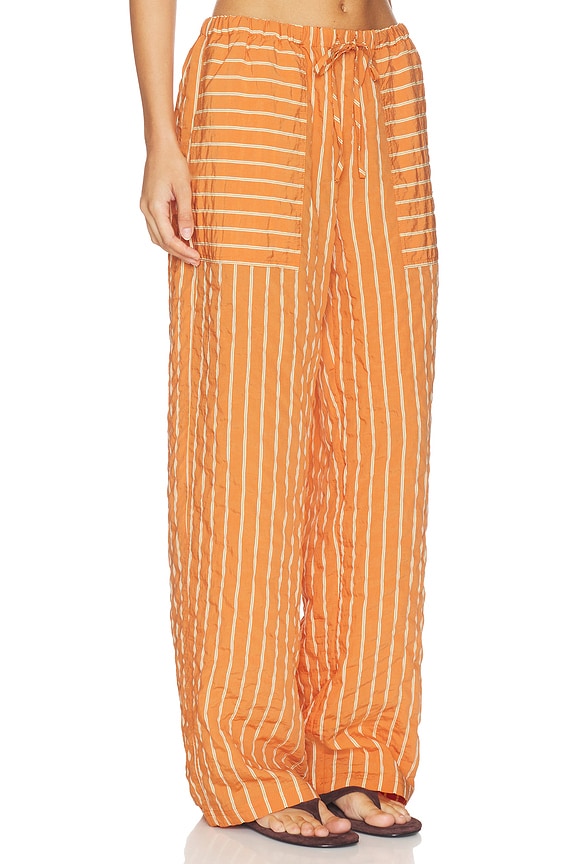 view 2 of 6 Drawstring Pull On Pant in Apricot Stripe