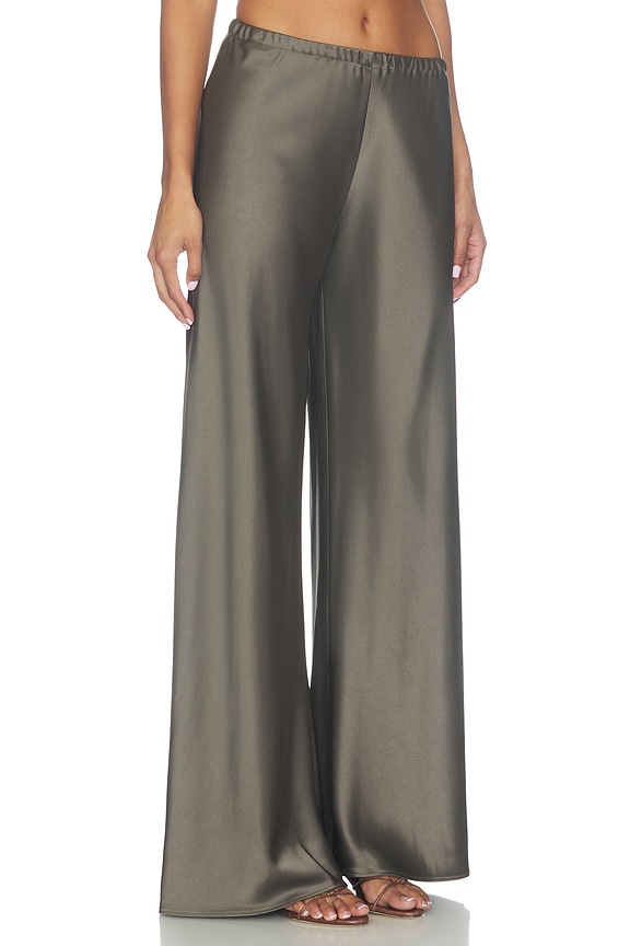 view 2 of 6 Satin Wide Leg Pant in Taupe