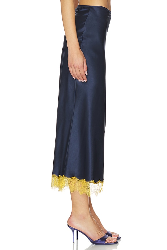 view 2 of 6 Lace Slip Skirt in Midnight & Mustard
