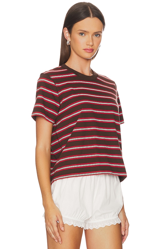 view 2 of 5 Multi Striped Boyfriend Tee in Chocolate & Poppy & Cream