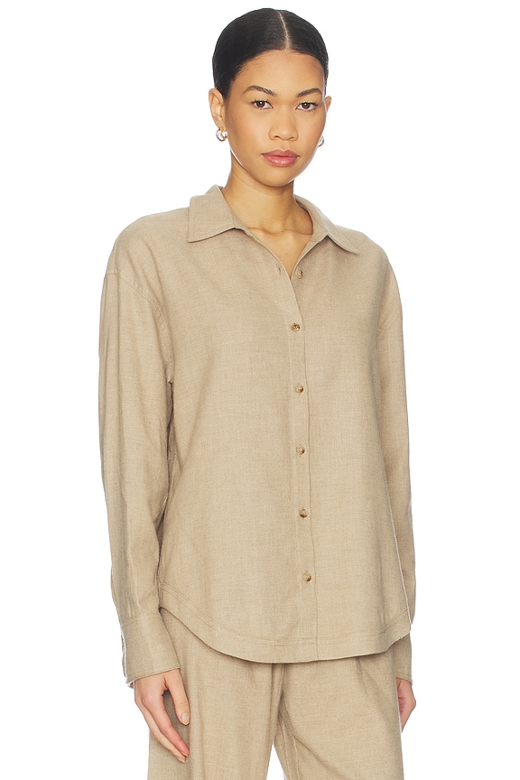 view 2 of 4 Oversized Flannel Shirt in Camel