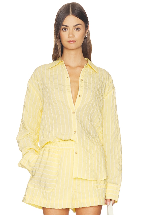 view 1 of 5 Oversized Button Down Shirt in Butter Stripe