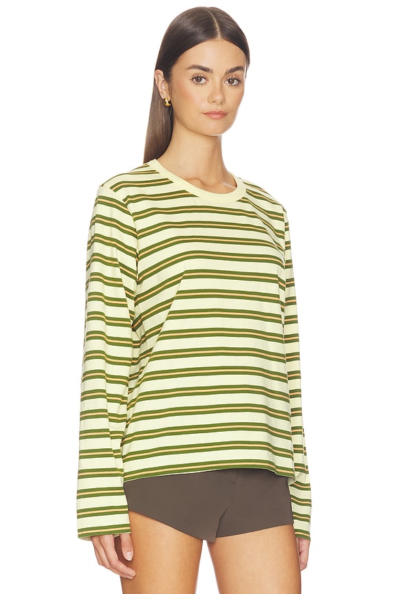 view 2 of 4 Striped Long Sleeve Boyfriend Tee in Butter, Cactus & Apricot