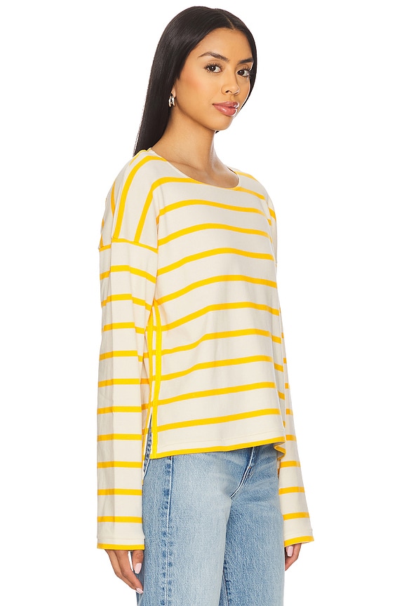 view 2 of 4 Long Sleeve Breton Tee in Ecru & Mustard