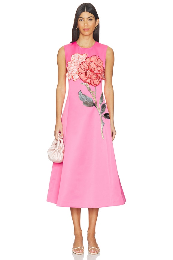 view 1 of 4 ROBE CLEO in Peony Print In Fuchsia